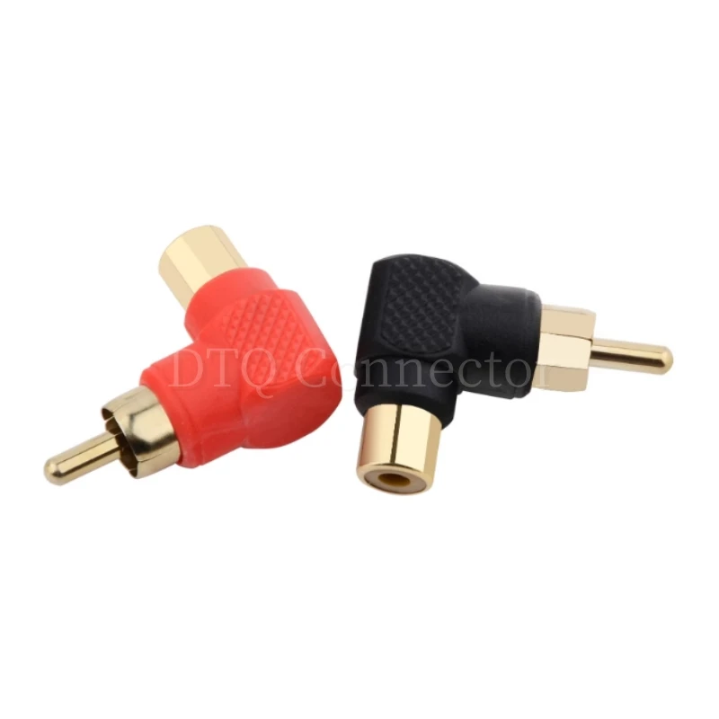 2Pcs 90 Degree RCA Right Angle Connector Plug Adapters Male To Female M/F Elbow Audio Adapter