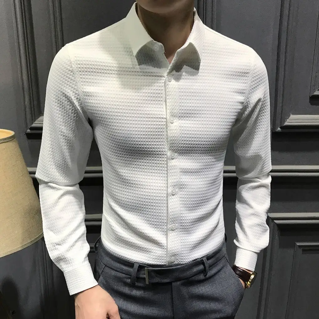 

Fashion 2026 New Design Korean Luxury Stylish Elegant Men's Long Sleeve Casual Shirt Autumn Men's Dress Shirts Formal Shirt