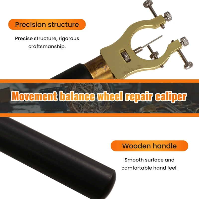 Portable Wooden Handle Watch Parallel Balance Truing Caliper Balance Wheel Correction Adjusting Watchmaker Tool