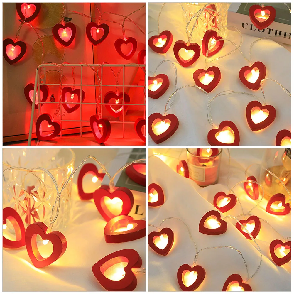 3 متر 20 المصابيح Led القلب سلسلة ضوء بالطاقة أضواء الجنية الداخلية لعيد الحب ديكور حفل زفاف الديكور الخشبي #1
