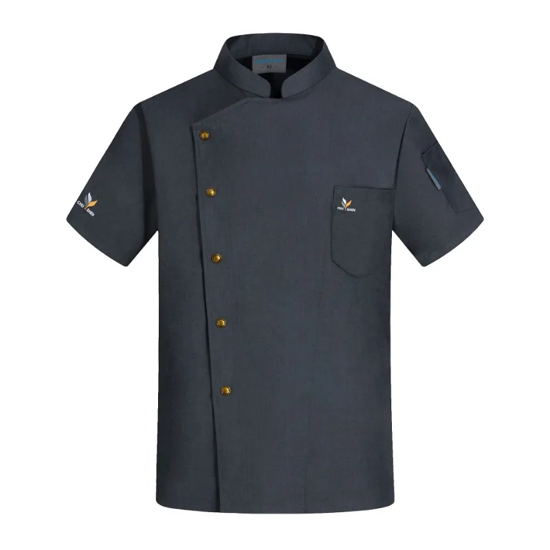 Uniforme de Chef de manga corta para hombre y mujer, chaqueta de cocinero bordada para panadería, Hotel, restaurante, Catering, cocina