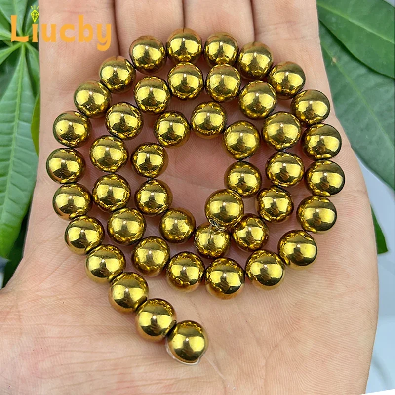 Goldene, schwarze Naturstein-Gallensteine, glatte, glänzende Perlen für die Schmuckherstellung, DIY-Armbänder, Halsketten, 15' Großhandel, 2/3/4/6/8/10 mm – Detail 7