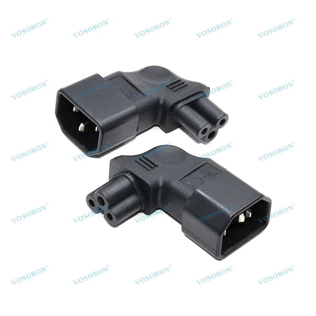 IEC320 C14 to C5 Left Angle Power Adapter,C14 to C5 90 Degree Left Turn Power Extension Adapter
