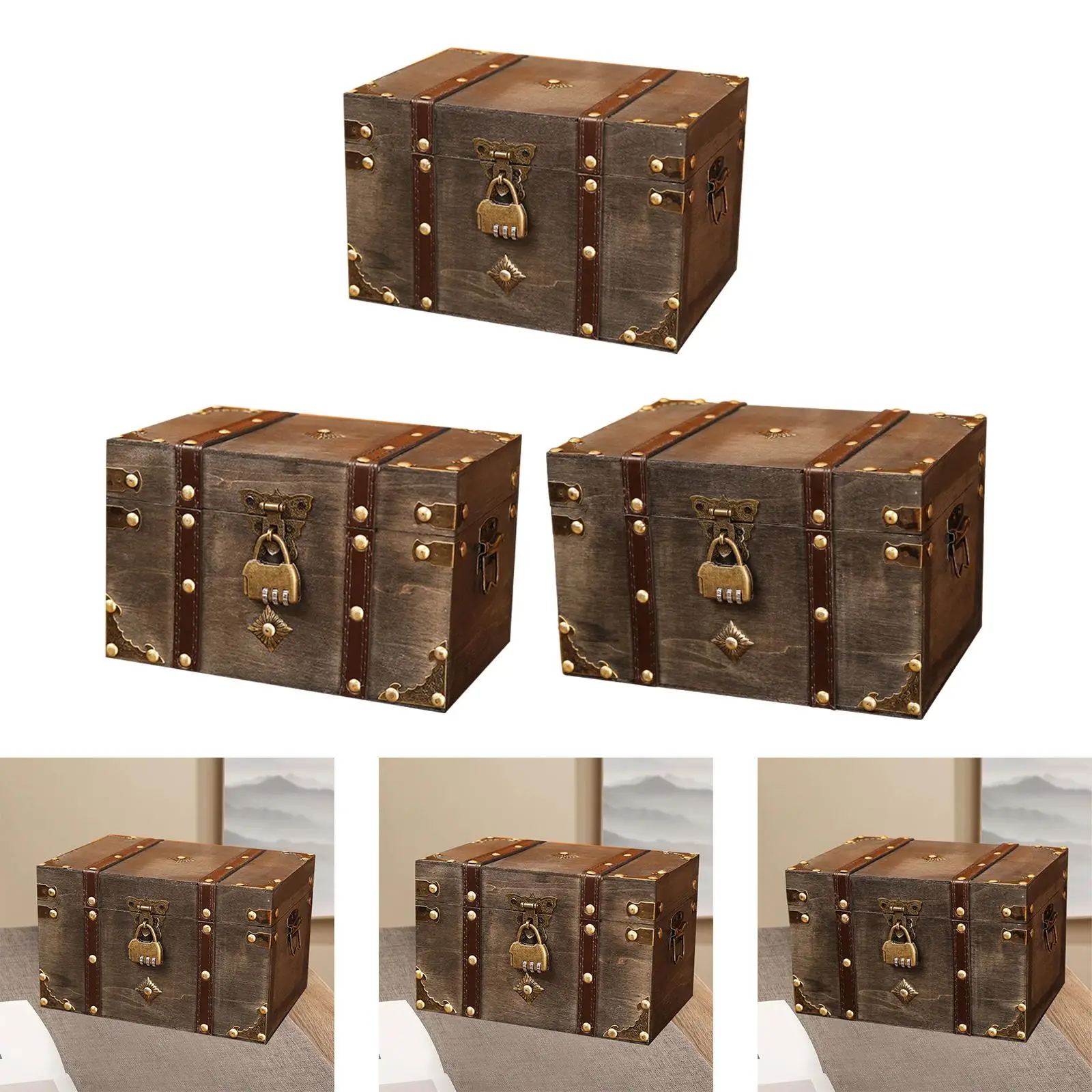

Vintage Storage Box Jewelry Storage Case with Lid Home Decor Antique Decorative Storage Box Treasure Chest for Trinkets