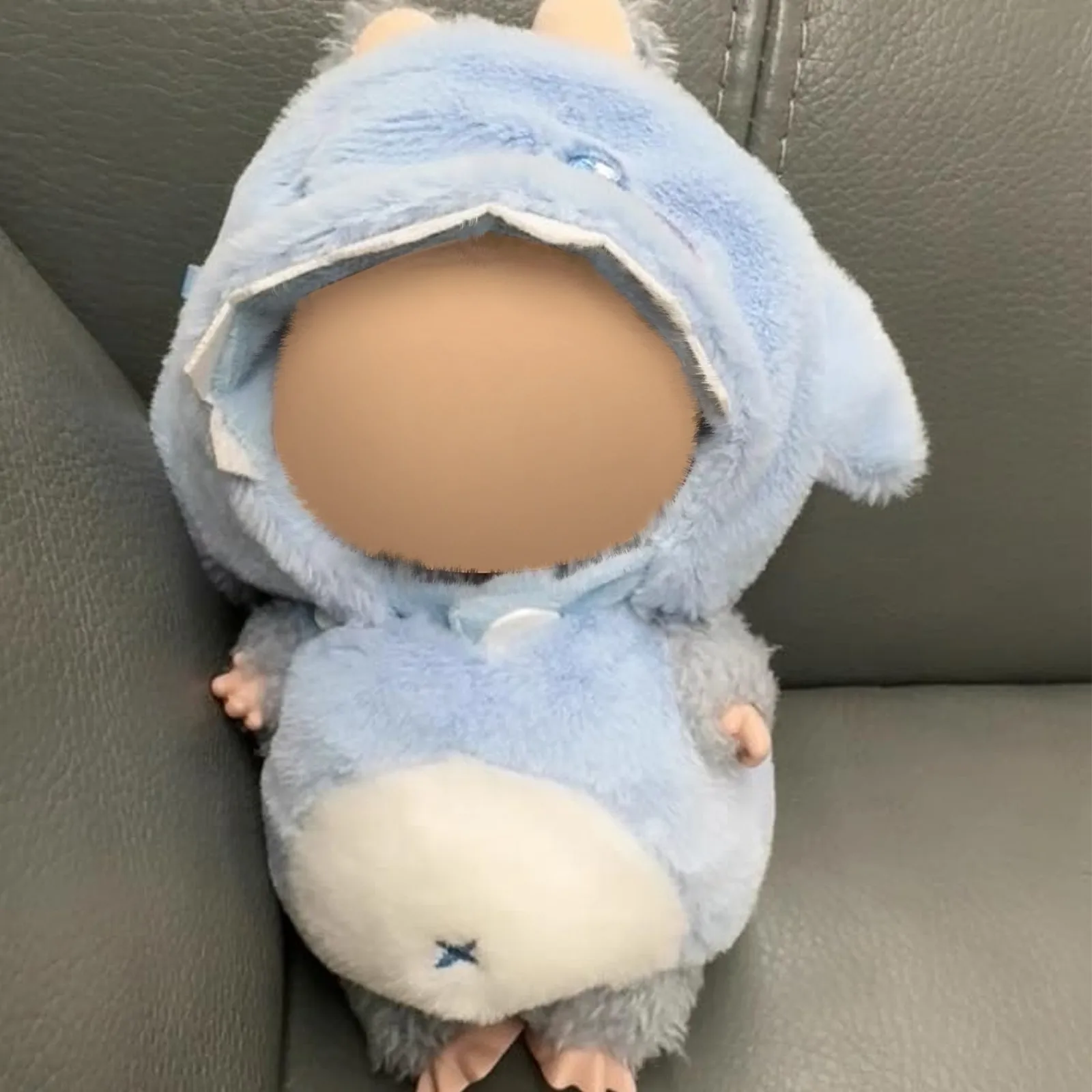 Mini ropa bonita para muñecas de peluche, solo atuendo, accesorios de ropa para muñecas Labubu de 17cm, conjunto de tiburón azul, regalos DIY para niños