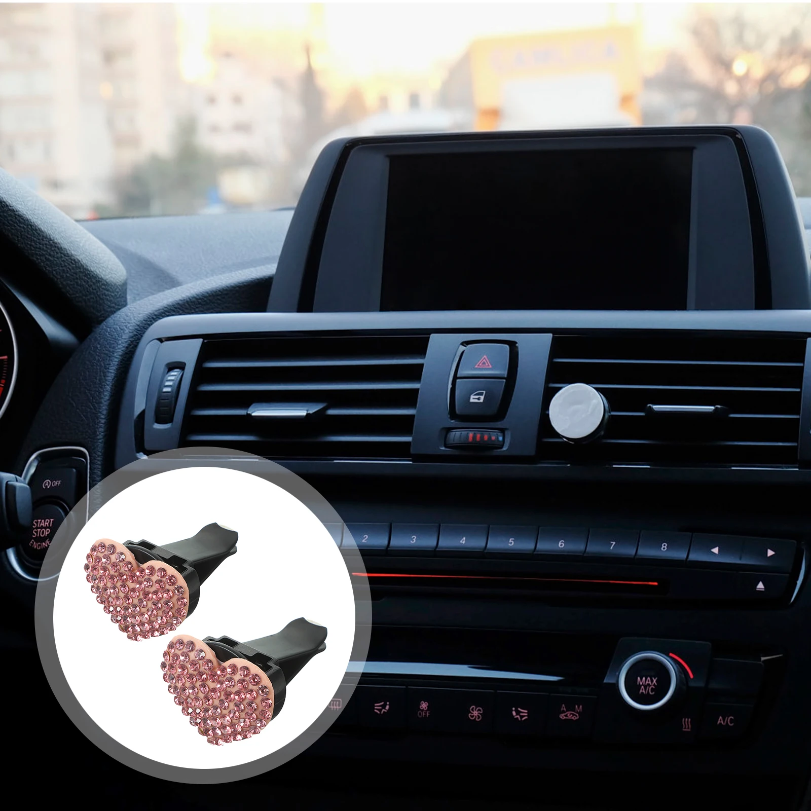 

2pcs Car Air Fresheners Vent Clips Clips Air Fresheners Vent Dashboard Decorations Car Interior Decor Pink Steel