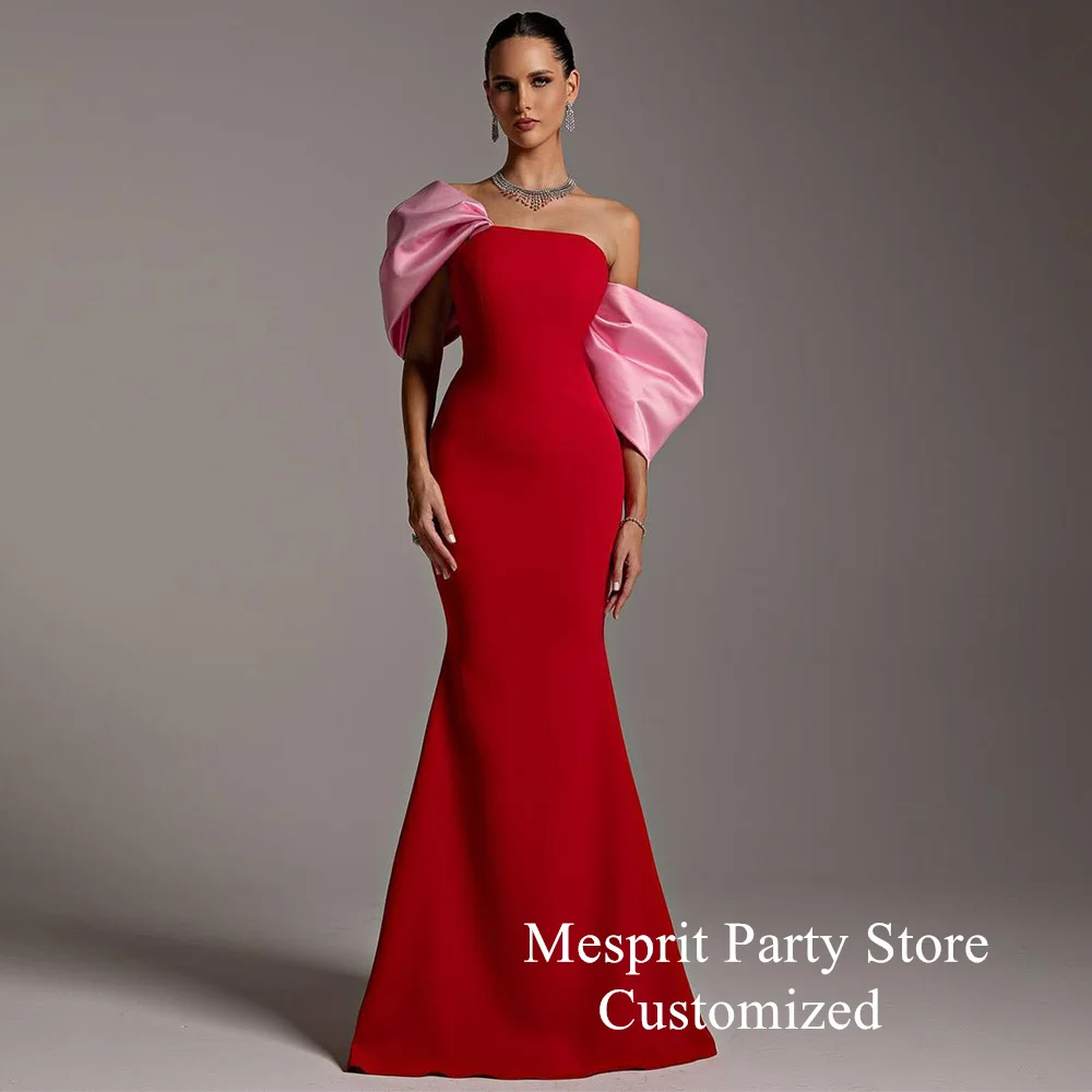 

Cheap Red Saud Evening Dress Pink Off Shoulder Customized Special Occasion Gown Backless Sweep Train Simple Arbian Prom Dresses