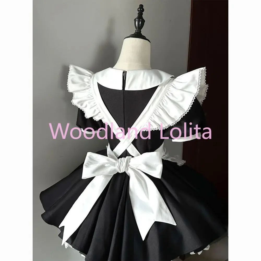 Classical Blue Lolita Anime Maid Cosplay Costume Kawaii Comic Con Dress Up Black Short Sleeved Lolita Set Party Women Outfit image 6