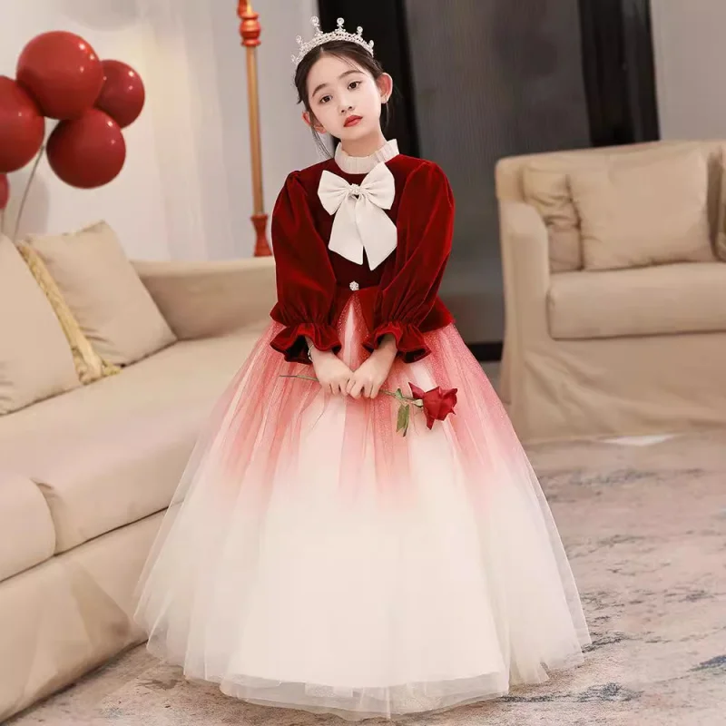 

Детское торжественное новогоднее платье принцессы, весеннее платье с цветочным узором для девочек на свадьбу, для маленьких девочек, высококачественное фортепиано Dr