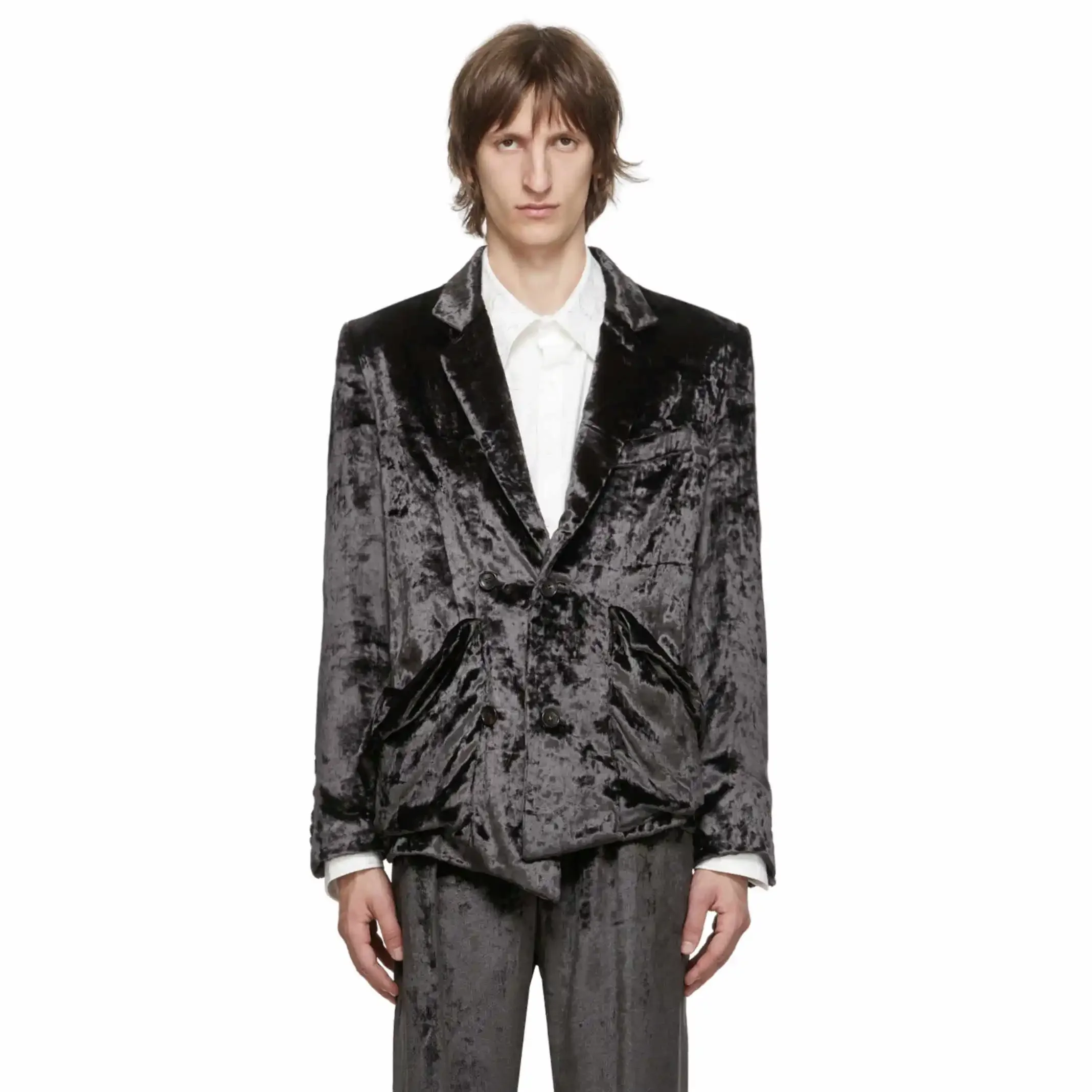 

YOJI OOAK винтажный черный бархатный молодежный костюм, повседневная куртка из японской ткани, темная куртка в гонконгском стиле