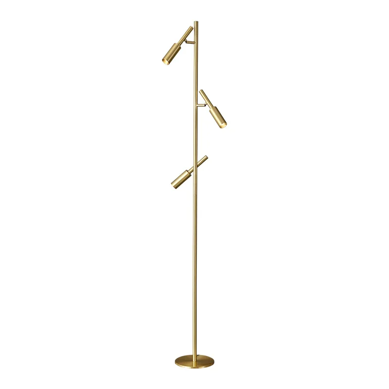 

Multi-head spotlights can shake the wall brass craft floor lamp, sofa side decoration atmosphere