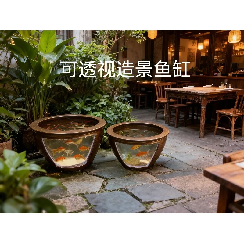 The Local Restaurant Is Open and The Ornamental Fish Pond Can See Through The Landscaping Fish Tank