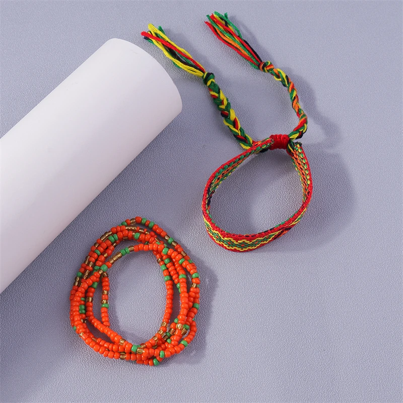 Bohemian Handmade Beads Anklets Embroidery Braided Anklets Bracelets on Leg for Women Girls Summer Beach Holiday Jewelry Gifts