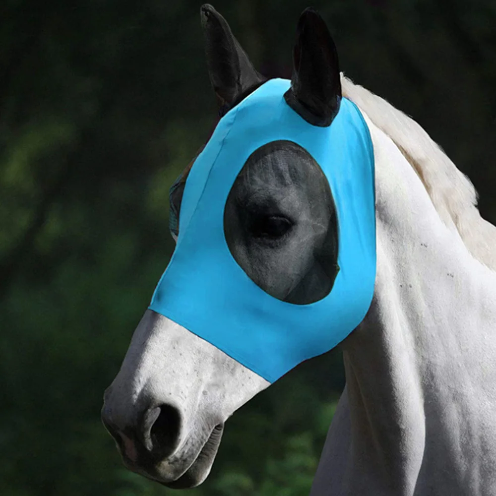 1pc Anti-Fly Mesh Equine Mask Horse Fly Mask Long Nose With Ears Horse Mask Stretch Bug Eye Horse Fly Mask With Covered Ears