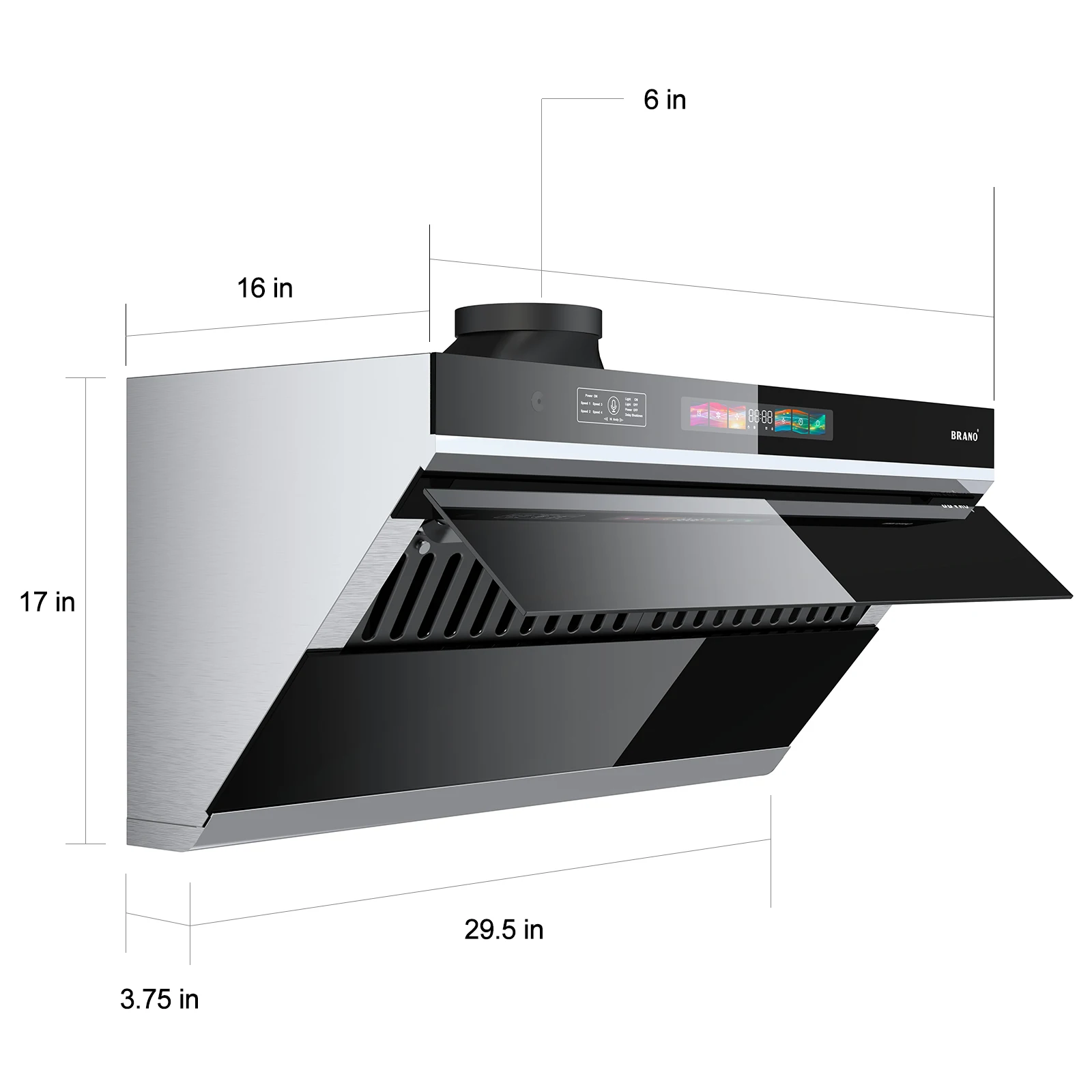 شفاط المطبخ تحت الخزانة 30/36 بوصة، شفاط المطبخ 900 CFM مع التحكم الصوتي/الإيماءات/اللمس، مجاري الهواء/التحويل بدون مجاري