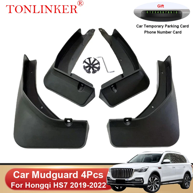 TONLINKER Car Mudguard For Hongqi HS7 2019 2020 2021 2022 Mudguards Splash Guards Front Rear Fender Mudflaps 4pcs Accessories