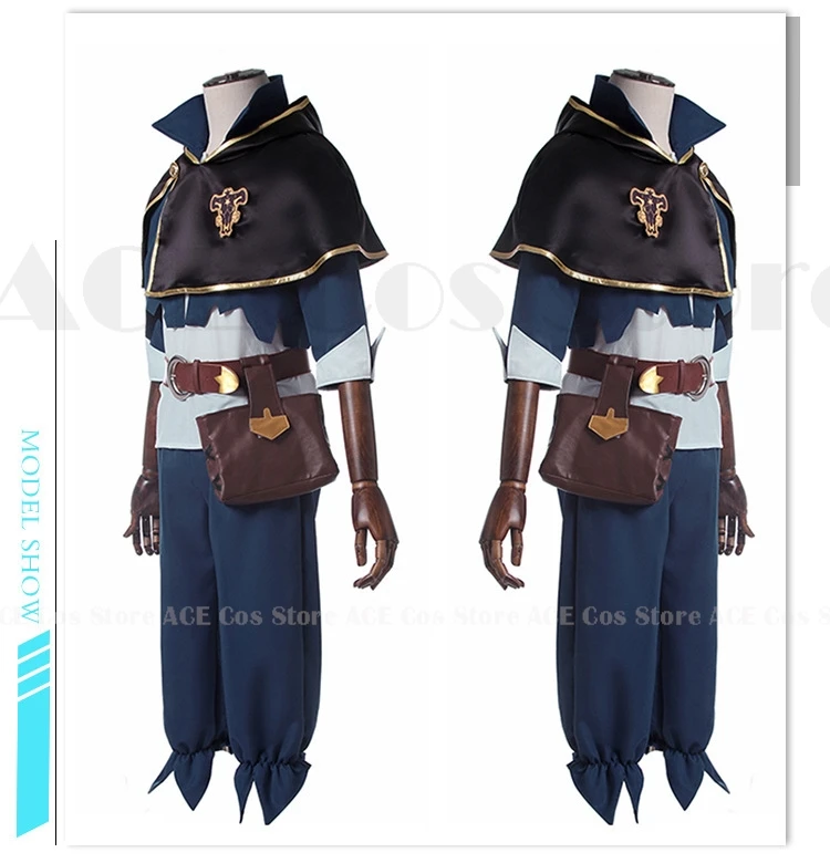 Anime Clover Asta Cosplay Costume Wig Cloak Black Bull Shawl Headband Cosplay Costume Man Top Cloak Halloween Costumes