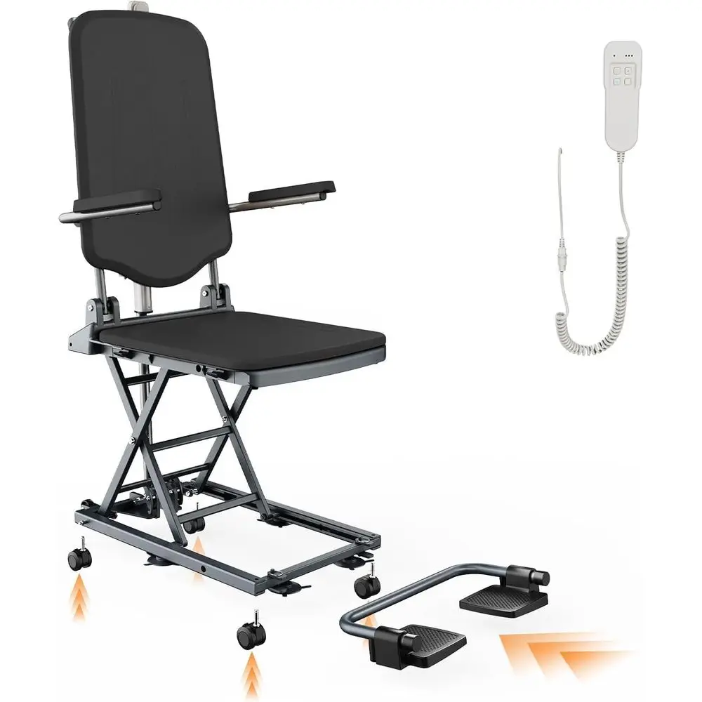

Floor Lift Chair for Elderly, 500lbs Capacity Movable StandUp Chair with 4 Wheels, MultiUse Bath Chair for Seniors, AircraftGra
