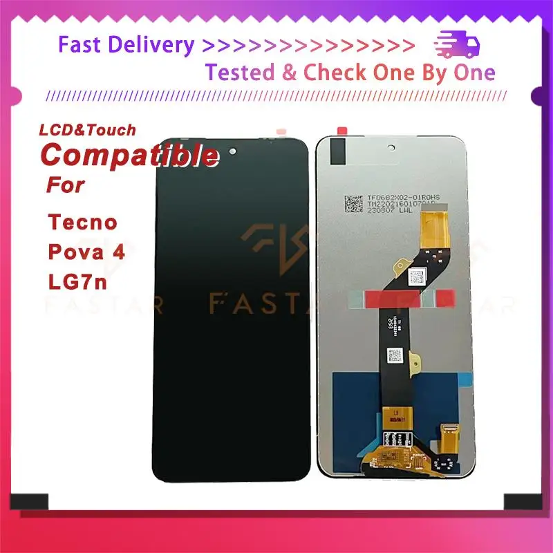 

LG7n 6.82"Tested For Tecno Pova 4 LCD Display Touch Screen Digitizer Assembly For Tecno LG7N LCD Replacement phone pova4 lcd