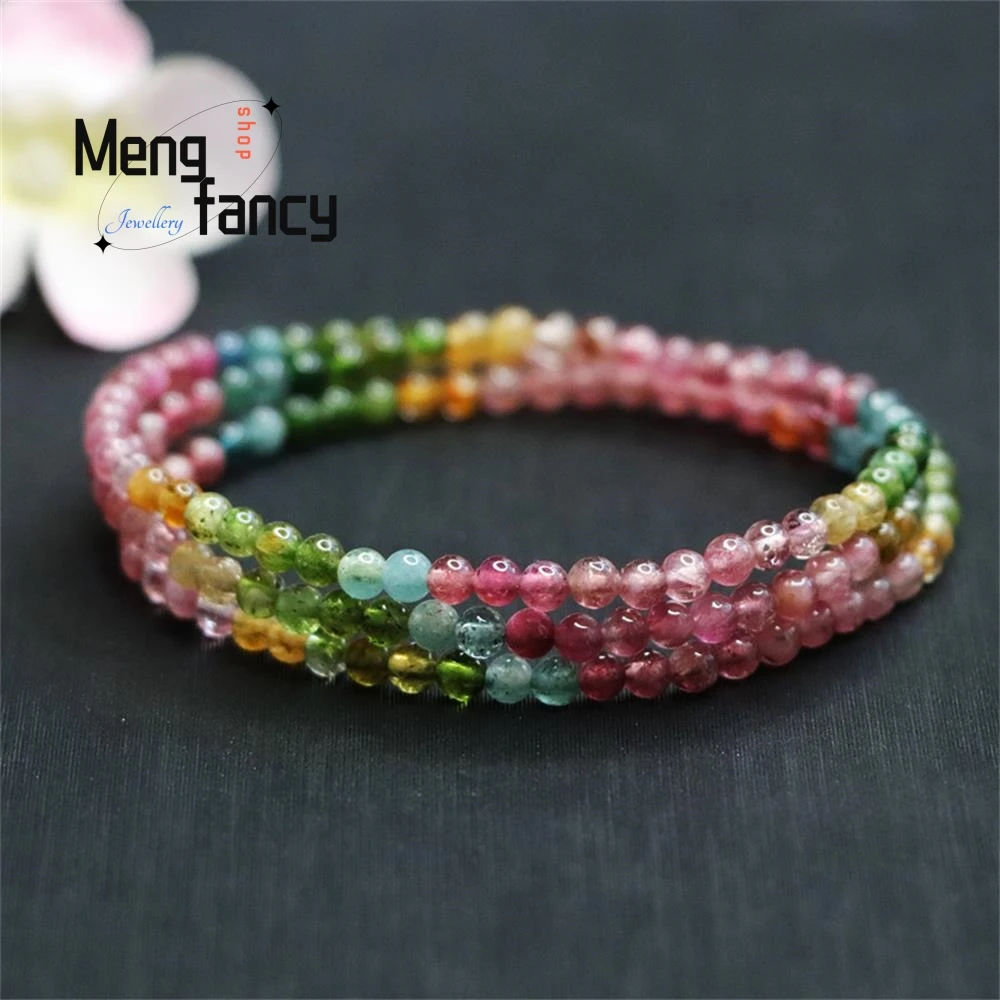 Natural Tourmaline Exquisite Elegant Simple High-grade Bracelet Rainbow Brazilian Crystal Gemstone Popular Fashion Fine Jewelry