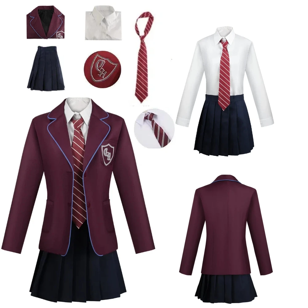 

Anime Matilda Purple School Uniform Cosplay Costume Tie Pleated Skirt Musical Hortensia Kids Outfit Halloween Role Play Clothes