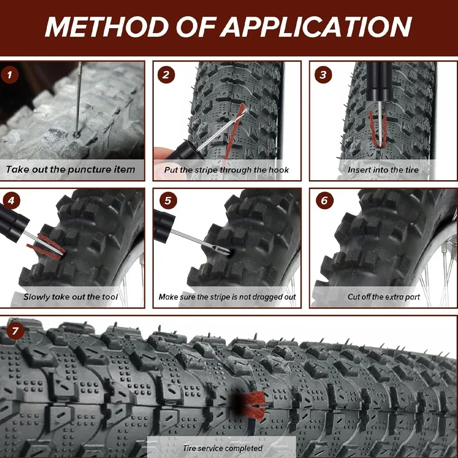 MuqiNush Tubeless Bicycle Tire Repair Kit Fixed Puncture or Flat Tires for Road Mountain Bikes Storage Tank Tools with Plugs