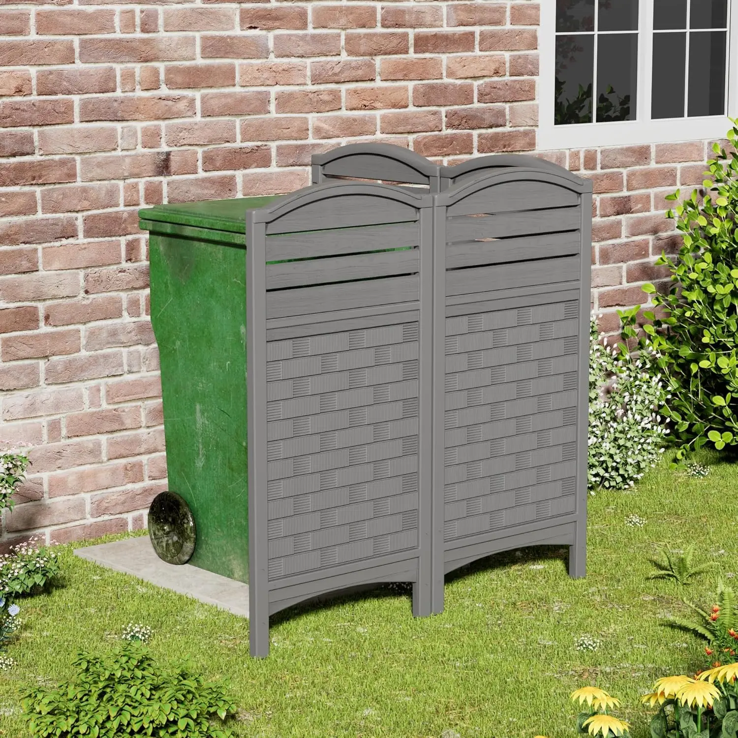 ألواح الخصوصية للسياج الخارجي، ألواح سياج الخصوصية من الراتنج للخارج، مكيف الهواء/علبة القمامة/علبة معدات حمام السباحة، 4 عبوات #3