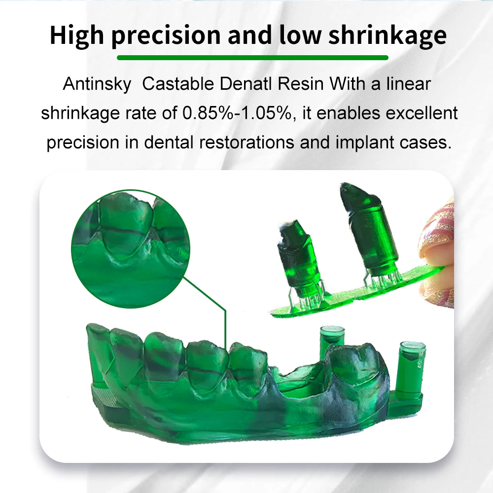Antinksy Castable Dental Resin 0.5KG 3D Printer Resin High Precision Resin for Dental Model Crown Bridge Jewelry Casting