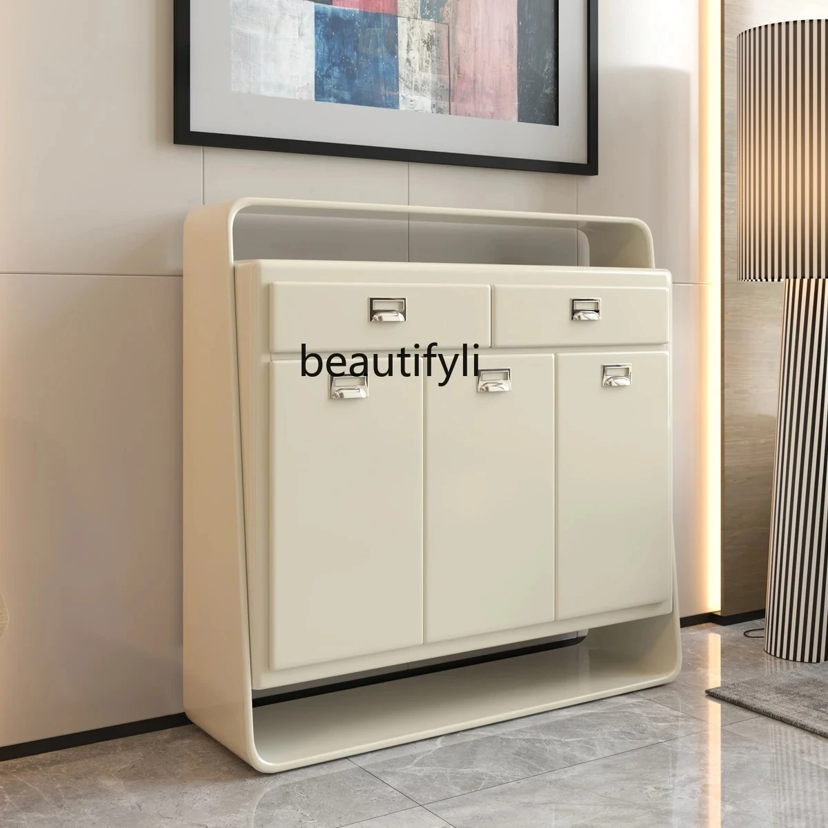 

Modern simple paint original designer solid wood storage chest shoe cabinet