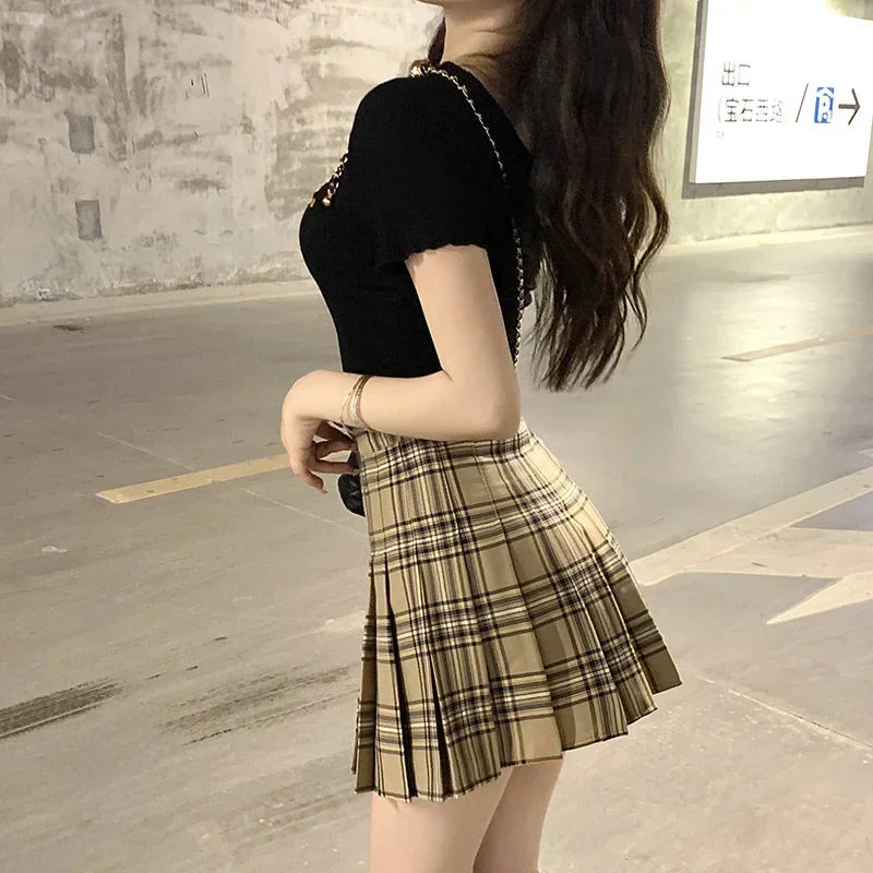 

Plaid Half Length Skirt Women's A-line Short Skirt High Waist Girl Skirt Ropa Mujer Mini Skirts Clothes for Women