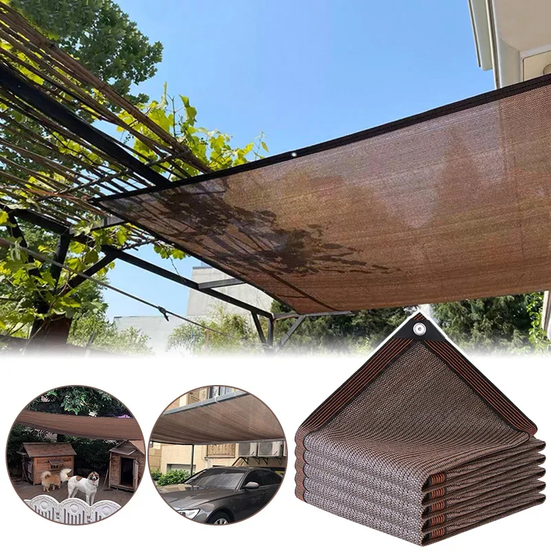 unshade coffee HDPE sunshade net Home garden UV protection 90% sunshade net Balcony sunshade Car shed