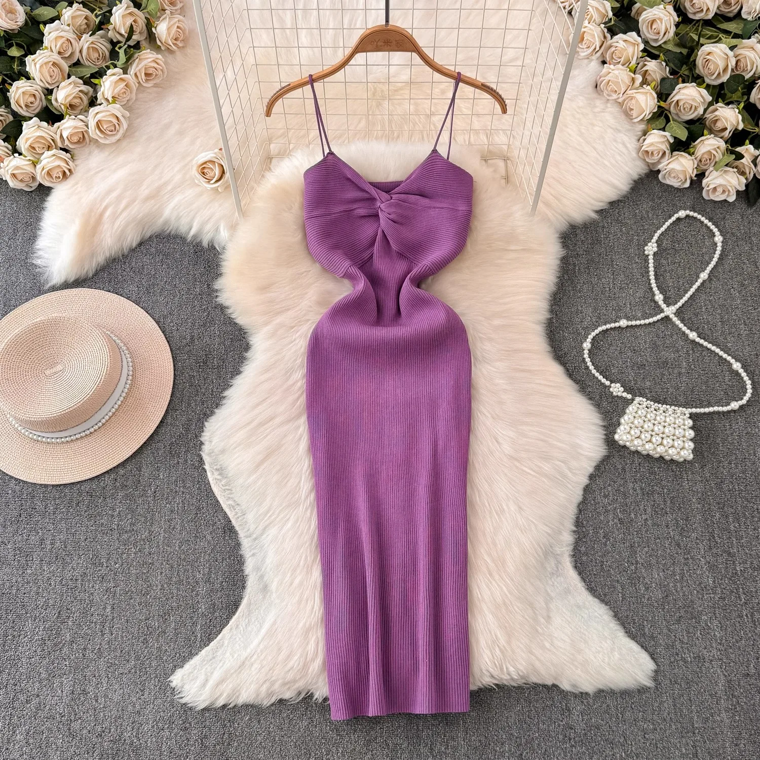 YuooMuoo Women Dress Summer Sexy Package Hips Knitting Knot Camisole Dress for Women Streetwear Outfits Party Bodycon Vestidos