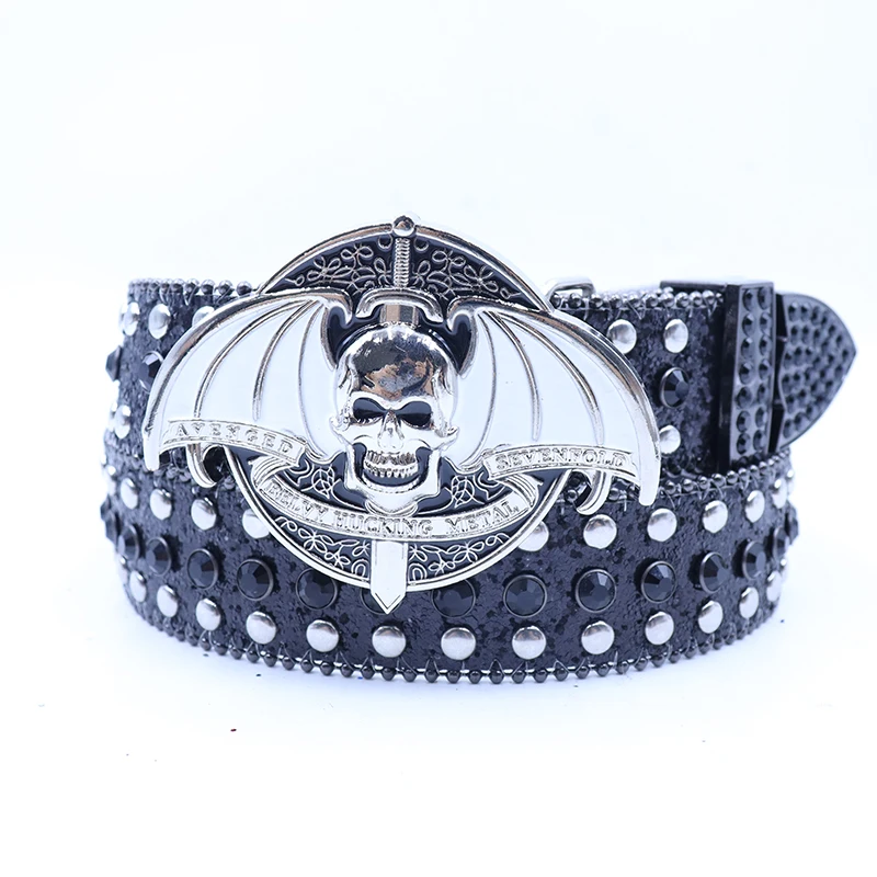 

Halloween Y2K Punk Rivets Green Rhinestones Belts Hip Hop Cowboy Crystal Studded Belts For Womens Jeans Pants