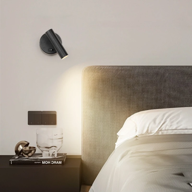 Modern Minimalist Wall Lamps Rotating Adjustable Angle LED Wall Sconces Cafe Bedroom Nightstand Decoration Switch Reading Light