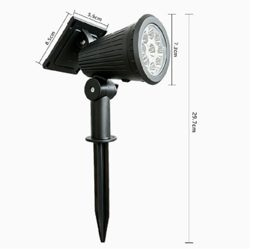 HTMCK 9 LEDs Solar Spotlights, Outdoor Waterproof, Spot Lights, Brightness Adjustable for Garden Backyard Driveway Patio Decor