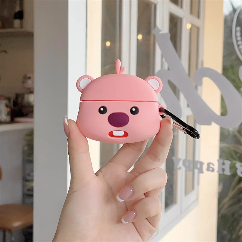 3D Cartoon Beaver Case for AirPods 4 Airpod 1 2 3 Pro Pro2  Bluetooth Earbuds Charging Box Protective Earphone Case Cover