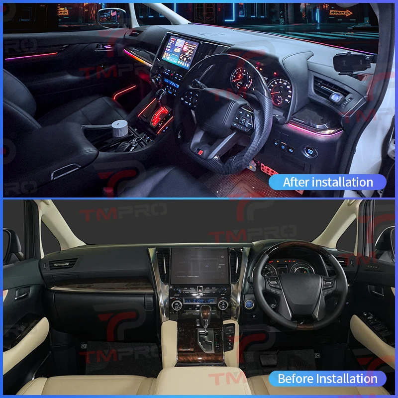 For Left or right-hand Toyota Alpha Vellfir 2015-2023 Automotive Interior Decoration TMPRO 64 Colors LED Ambient Lighting