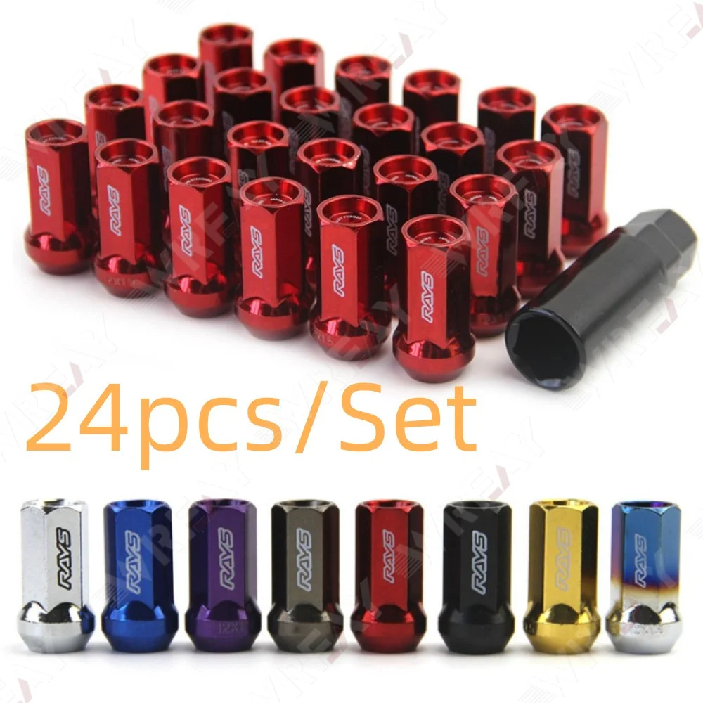 

24Pcs/Set Universal Racing Lug Nuts Steel Steel Wheels Lock Lug Nuts M12x1.25 M12x1.5 Wheel Lug Nuts Extended