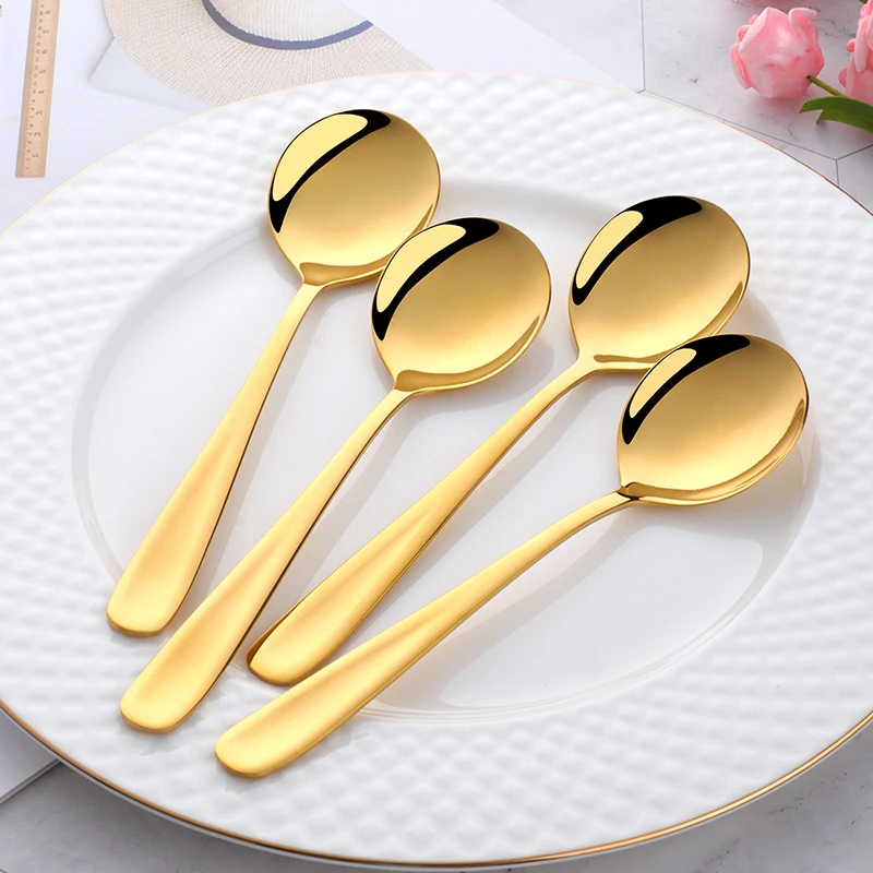 

6pcs/set Mini Soup Spoon Stainless Steel Spoon Sugar Dessert ladle metal Ice Cream Tea Coffee spoons flatware Dinnerware tools