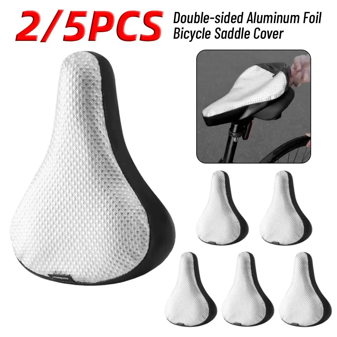 

2/5PCS Bicycle Saddle Cover Waterproof Bike Seat Protector Cover Double Side Aluminum Foil Insulation Mtb Seat Cover Bike Supply