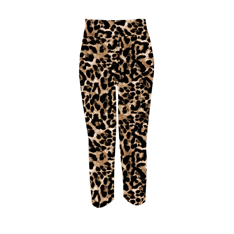 TOIVOTUKSIA ฤดูร้อนลำลองผู้หญิงกางเกงขายาว Slim Leopard พิมพ์ Capris Leggings กางเกง Plus ขนาดกางเกงผู้หญิง