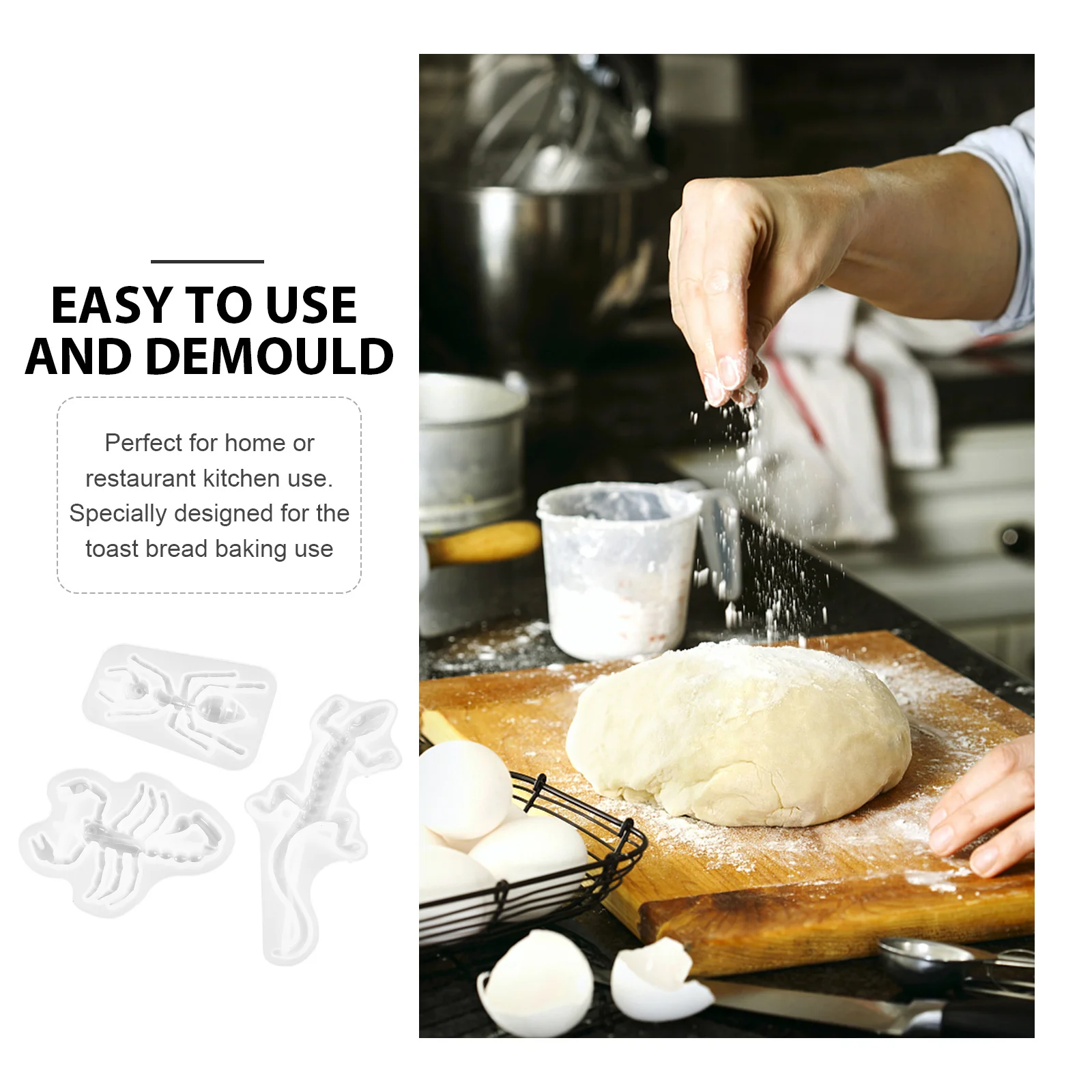 

3Pcs DIY Fondant Mold Silicone Animal Nonstick Safe Flexible Reusable Easy Demold for Baking Crafts Chocolate Candies