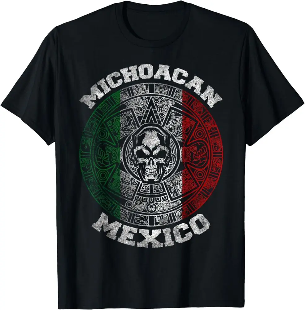 Aztec Mayan Calendar Skull. Mexican Pride Symbol Gift T-Shirt High Quality 100%Cotton Short Sleeve