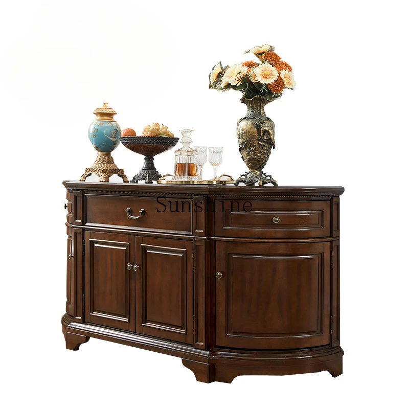 

American all solid wood dining side cabinet semi-round entrance table bedroom TV cabinet