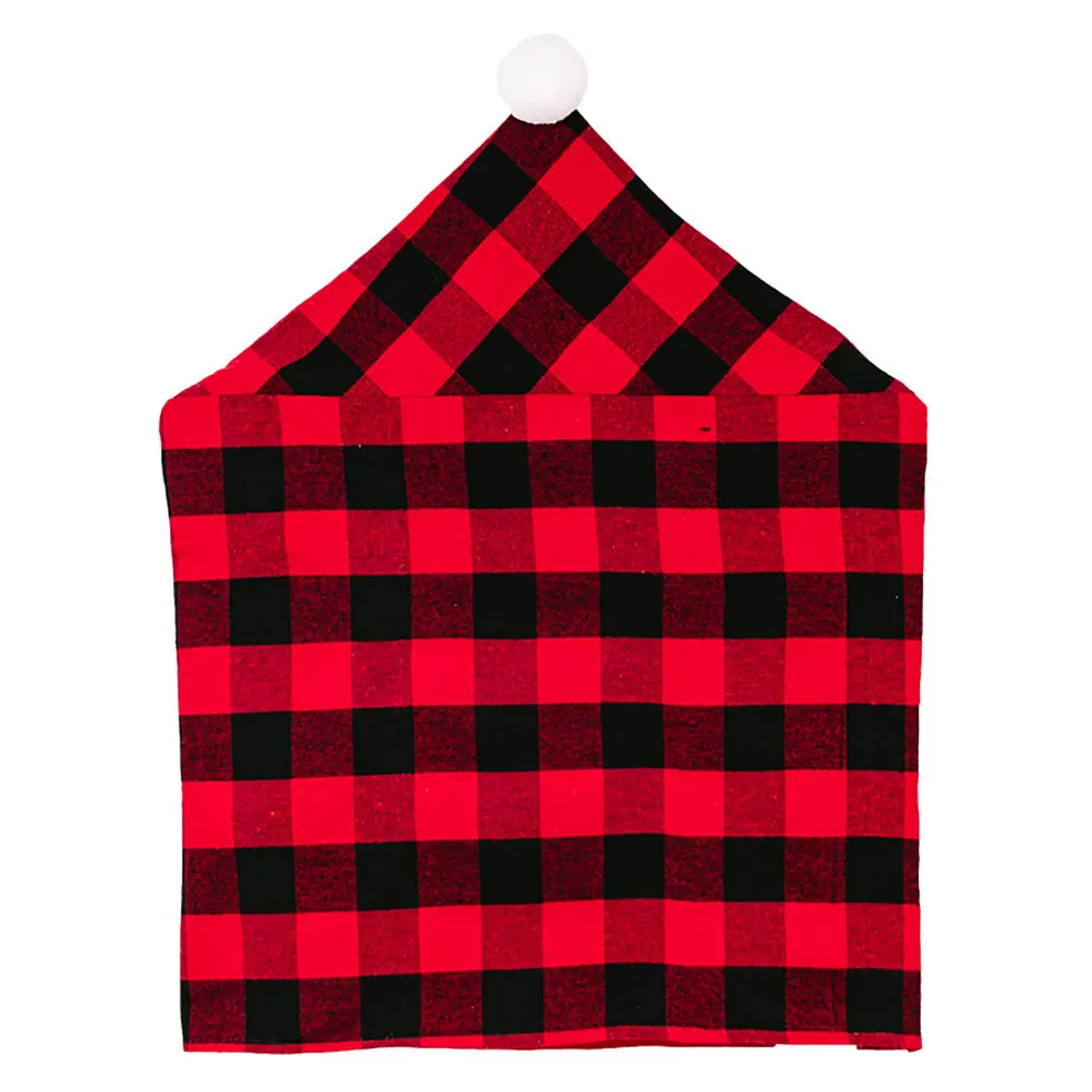 

Christmas Black and Red Lattice Chair Cover Dining Room Protective Seat Slipcover for Xmas Party Home Decorative Use