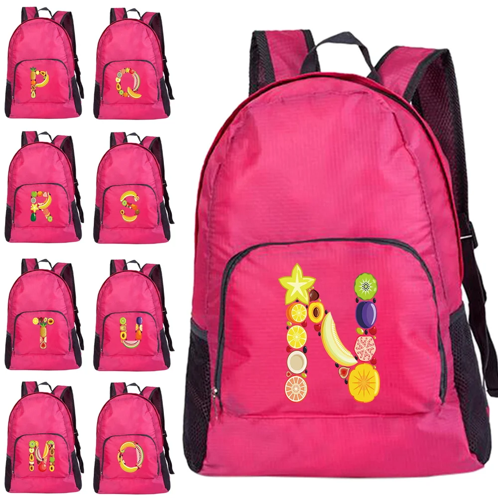 

Foldable Backpack Fruit Printing Series Outdoor Unisex Portable Large Capacity Camping Pack Lightweight Mountaineering Bag