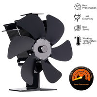 6 Blades Stove Fan Heat Powered Eco Quiet Black Log Wood Burner Fireplace Fan Winter Warmer Home Efficient Heat Distribution