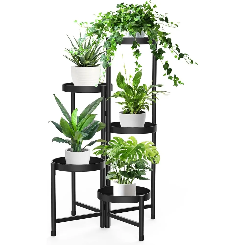 

5 Tier Metal Plant Stand for Indoor Outdoor,Foldable Corner Tall Plant Shelf for Multiple Plants,Flower Pot Holder Display Stand