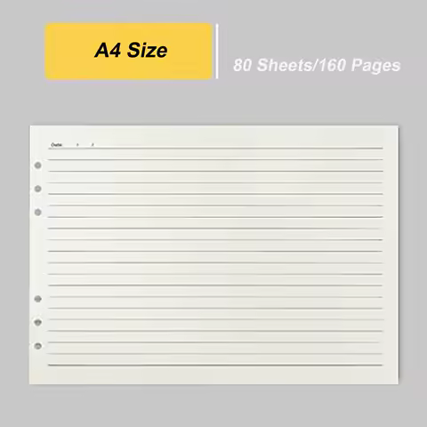 A4 Replace Paper High Quality Insert Paper Ring Planner Inner Pages 80 Sheets 160 Pages Refill Page Blank /Ruled/ Kraft/ Grid
