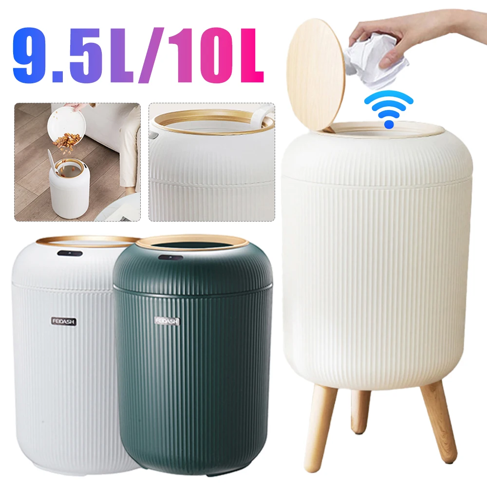 

Умная мусорная корзина 9,5 л/10 л с крышкой, автоматический датчик, мусорное ведро, кухонное мусорное ведро, электрическое мусорное ведро для спальни, гостиной